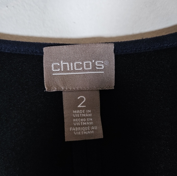 Chicos Suede Feel Blazer Jacket navy black lapel open front SZ12 - Picture 4 of 10